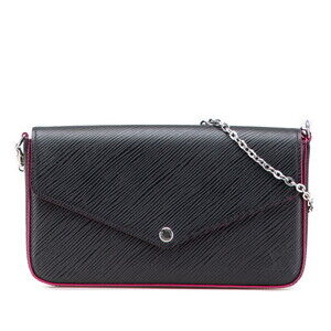 Louis Vuitton Epi Pochette Felicie Chain Shoulder Bag Noir Black Hot Pink